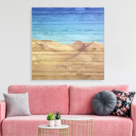 Impressão Em Tela Desert Sand Dunes Beautiful Blue Sky On Wood Grain