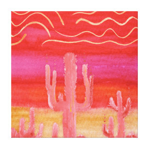 Impressão Em Tela Deserto Colorido Boêmico Sudoeste Saguaro Cactus