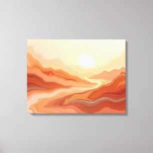 Impressão Em Tela Deserto Ilusão – Terra Quente Fluido 24"x18" Abstr