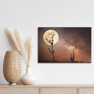 Impressão Em Tela Deserts Saguaro Cactus With Birds in Desert