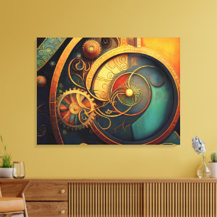 Impressão Em Tela Design Abstrato Relógio a Vapor