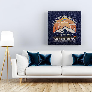 Impressão Em Tela design "Adventure Await-Explore as montanhas"