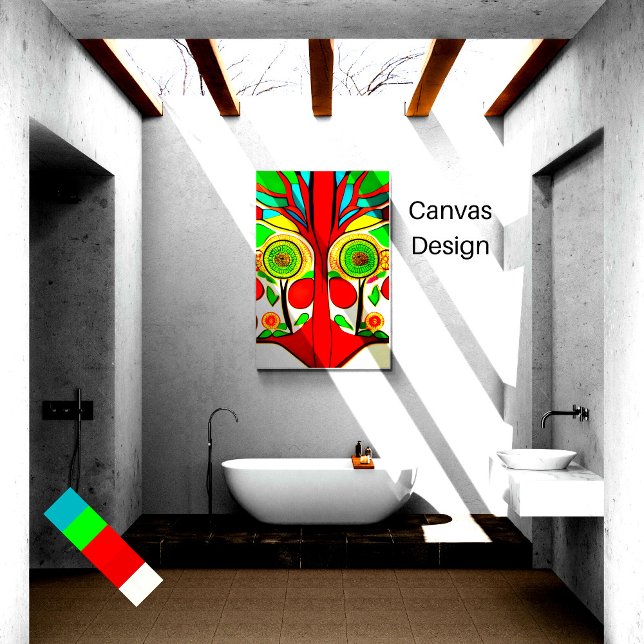 Impressão Em Tela Design africano inspirado, cores brilhantes, abstr (Criador carregado)