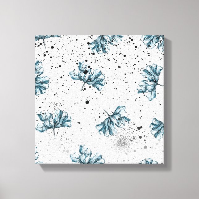 Impressão Em Tela Design azul pintado à mão (Frente)