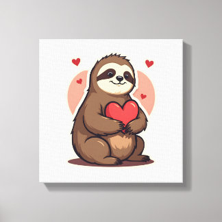Impressão Em Tela Design de Amor Retrô Fofo de Preguiça Vintage 2