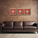 Impressão Em Tela Design de aparência de tapete persa<br><div class="desc">A beleza eterno dos tapetes persas serviu de inspiração para o belo design neste trecho de canvas impresso, de três painéis. Para maior interesse visual, ele é apresentado em três painéis. Cada painel tem um padrão central de campo e uma borda clara.O vermelho serve como a cor principal da borda...</div>