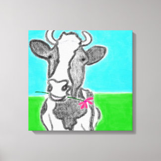 Impressão Em Tela Design de arte de vaca divertida