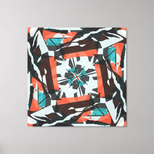 Impressão Em Tela Design de Azulejo de fiação em laranja, preto e aq