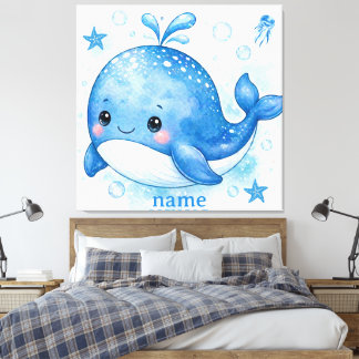 Impressão Em Tela design de baleia kawaii fofo