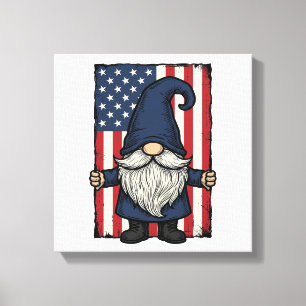 Impressão Em Tela Design de Camisa de Bandeira Vintage Gnome Patriot