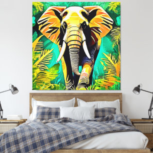 Impressão Em Tela Design de Cena de Elefante da Selva Vibrante
