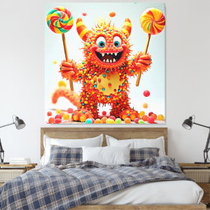 Impressão Em Tela Design de Delícia de Monstro Feliz