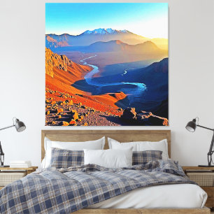 Impressão Em Tela Design de Fluxo do Vale da Montanha Majestosa