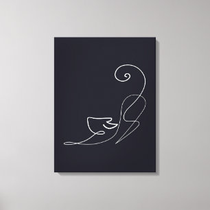 Impressão Em Tela Design de Gato Negro   Gato cúmulo