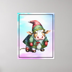 Impressão Em Tela Design de Gnome Vaca de Natal-83456