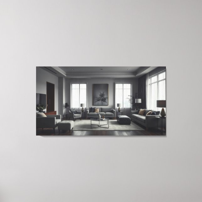 Impressão Em Tela Design de Interiores de Quarto Moderno (Frente)