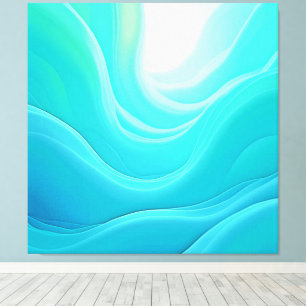 Impressão Em Tela Design de Ondas Abstrato da Serenidade do Oceano A