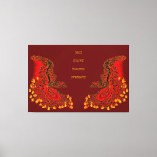 Impressão Em Tela Design de ouro e vermelho do Dragão da China