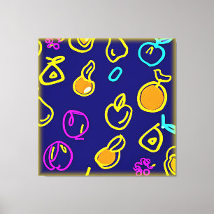 Impressão Em Tela Design de Padrão Dinâmico do Neon Fruta