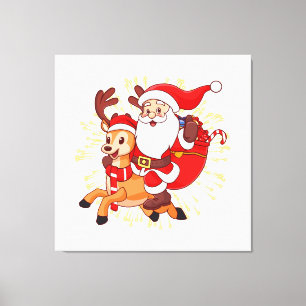 Impressão Em Tela **"Design de Papai Noel Divertido – Alegre e Festi