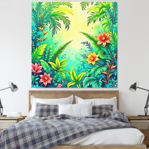 Impressão Em Tela Design de Paraíso Tropical Jungle Lush