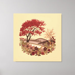 Impressão Em Tela Design de Quilling Paisagem no Outono
