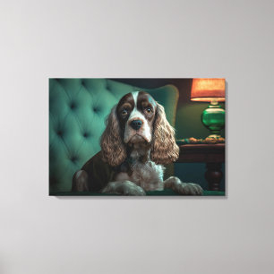 Impressão Em Tela Design de retrato clássico de Cocker Spaniel elega