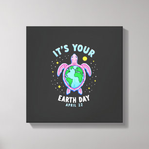 Impressão Em Tela Design de Tartaruga do Dia da Terra 22 de Abril Pa