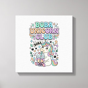 Impressão Em Tela Design de Tipografia Kawaii Clube Unicórnio Boba U