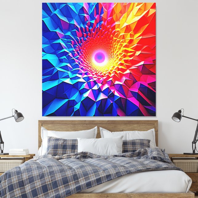 Impressão Em Tela Design de Vórtice de Cor Geométrica Prismática (Insitu(Quarto))