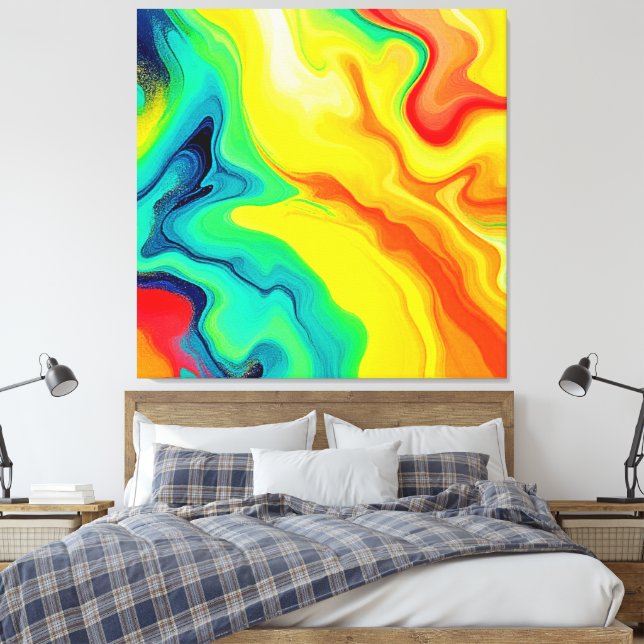 Impressão Em Tela Design do arco-íris fluente (Insitu(Quarto))