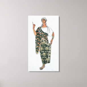 Impressão Em Tela Design do traje de Phedre, 1917 (litho da cor)