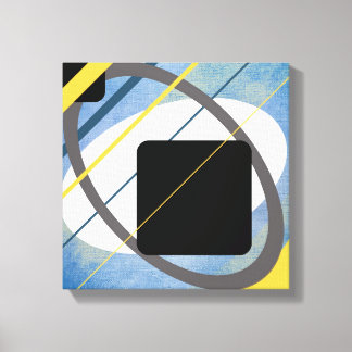 Impressão Em Tela Design Geométrico Amarelo e Azul em Lona Envelopad