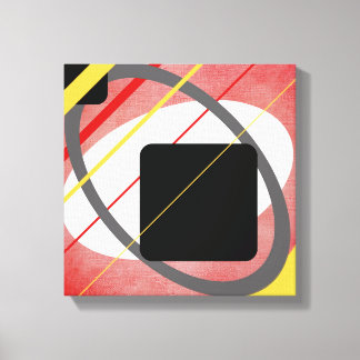 Impressão Em Tela Design Geométrico Amarelo e Vermelho em Lona Envel