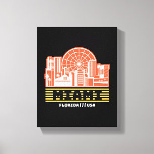 Impressão Em Tela Design Gráfico de Viagem Retro da Silhueta de Miam