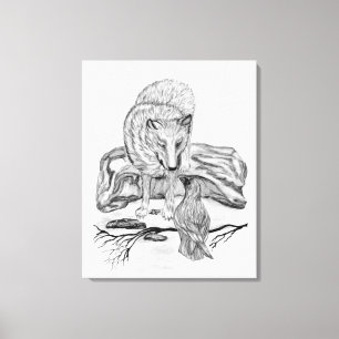 Impressão Em Tela design preto e branco de Lobo e Raven