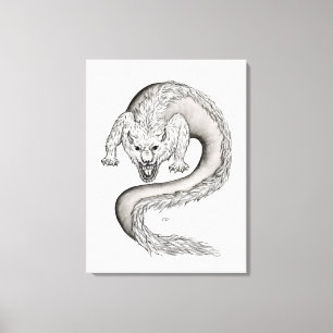 Impressão Em Tela Design preto e branco do Wolfdragon