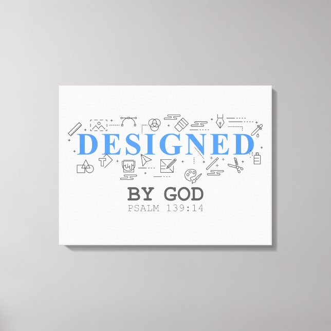 Impressão Em Tela Designed By God – Men & Boys Christian Faith Psalm (Frente)