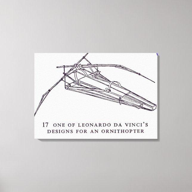 Impressão Em Tela Designs de Leonardo da Vinci para Ornitóptero (Frente)