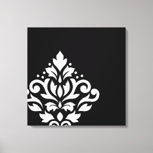 Impressão Em Tela Deslocar o Damask Desativado I Branco em Preto