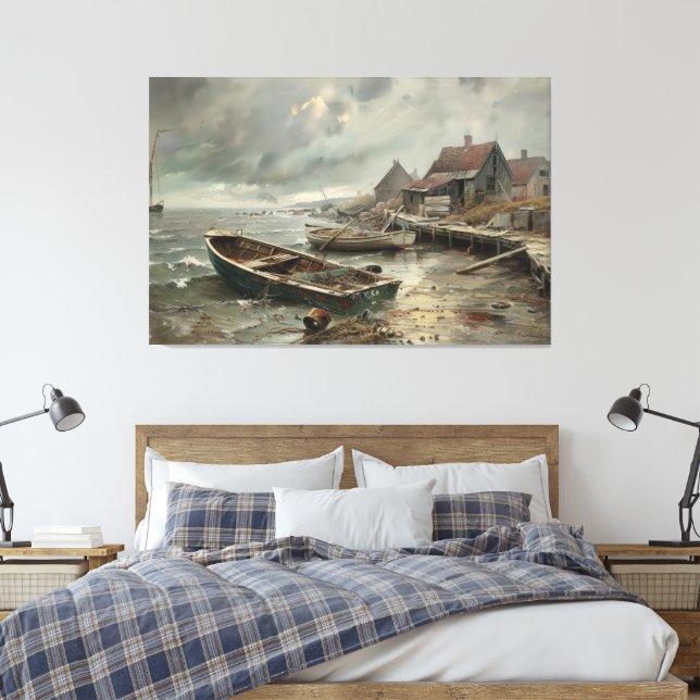 Impressão Em Tela Desmaios: Barcos e Aldeias Vestidos (Insitu(Quarto))