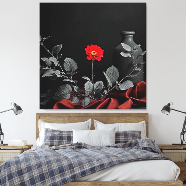 Impressão Em Tela Despertar Vermelho Negrito (Insitu(Quarto))