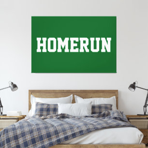 Impressão Em Tela Desportivo Esportivo Branco Texto HOMERUN Em Verde