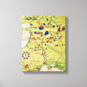 Impressão Em Tela Detalhe de Europa e de Ásia central