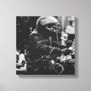 Impressão Em Tela Detalhes de Motocicleta Motociclista Ciclistas