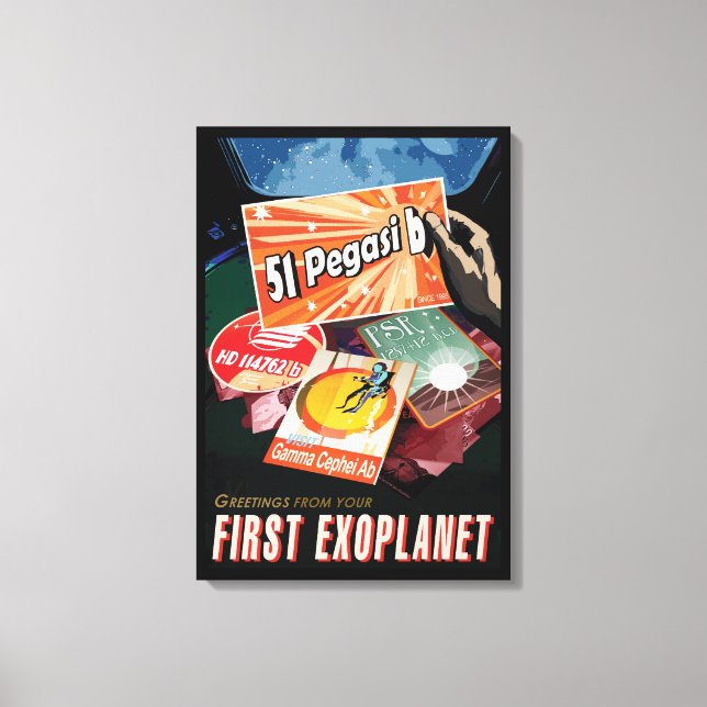 Impressão Em Tela Detecção do Poster de Exoplaneta do Espaço Retroat (Frente)