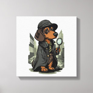 Impressão Em Tela Detetive Dachshund � Cão Solucionador de Mistérios