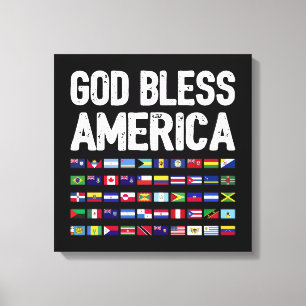 Impressão Em Tela Deus Abençoe a América Orgulho Latino Todos os Paí
