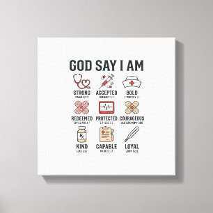 Impressão Em Tela Deus Diz Eu Sou Enfermeira Fé Design de Gravura Vi