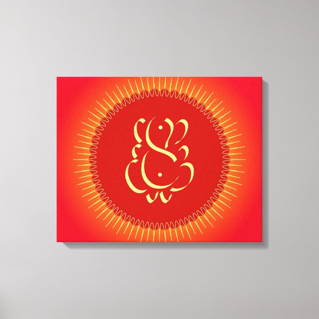 Impressão Em Tela Deus Ganesha com raios solares (Frente)